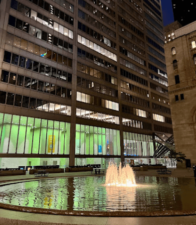 The water fountain at Commerce Court Square in Toronto.